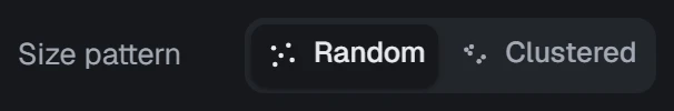 Size pattern in the app, set to Random