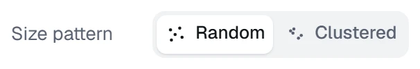 Size pattern in the app, set to Random