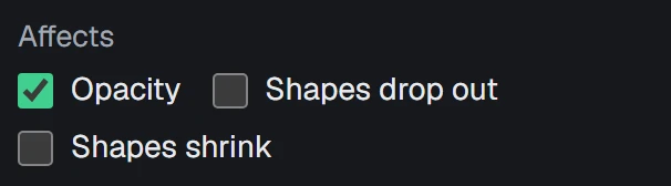 Affects in the app, set to Opacity