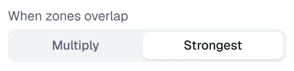 When zones overlap in the app, set to Strongest