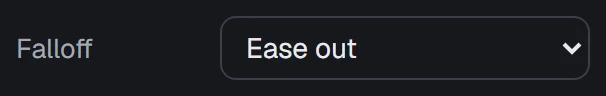 Falloff in the app, set to Ease out