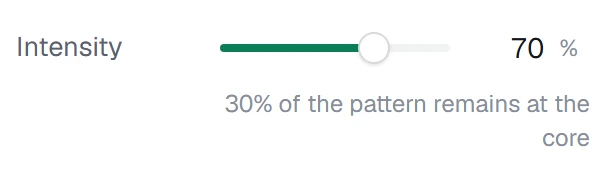 Intensity in the app, set to 70%