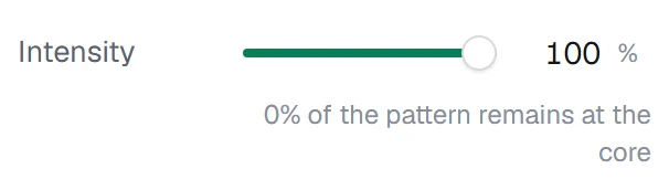 Intensity in the app, set to 100%